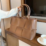 Braided Tote Bag High Women's PU Large Shoulder Bag