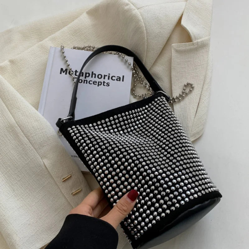 Diamonds Basket Bag Rhinestone Shoulder Crossbody Evening Party