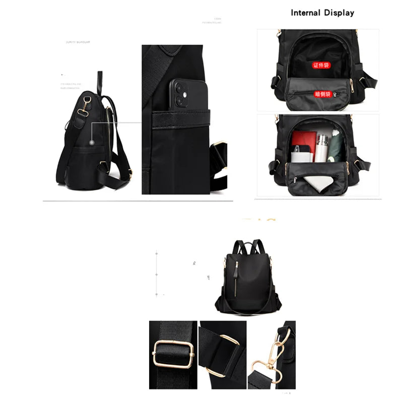 Women Anti-theft Oxford Backpack Large Capacity School Bag