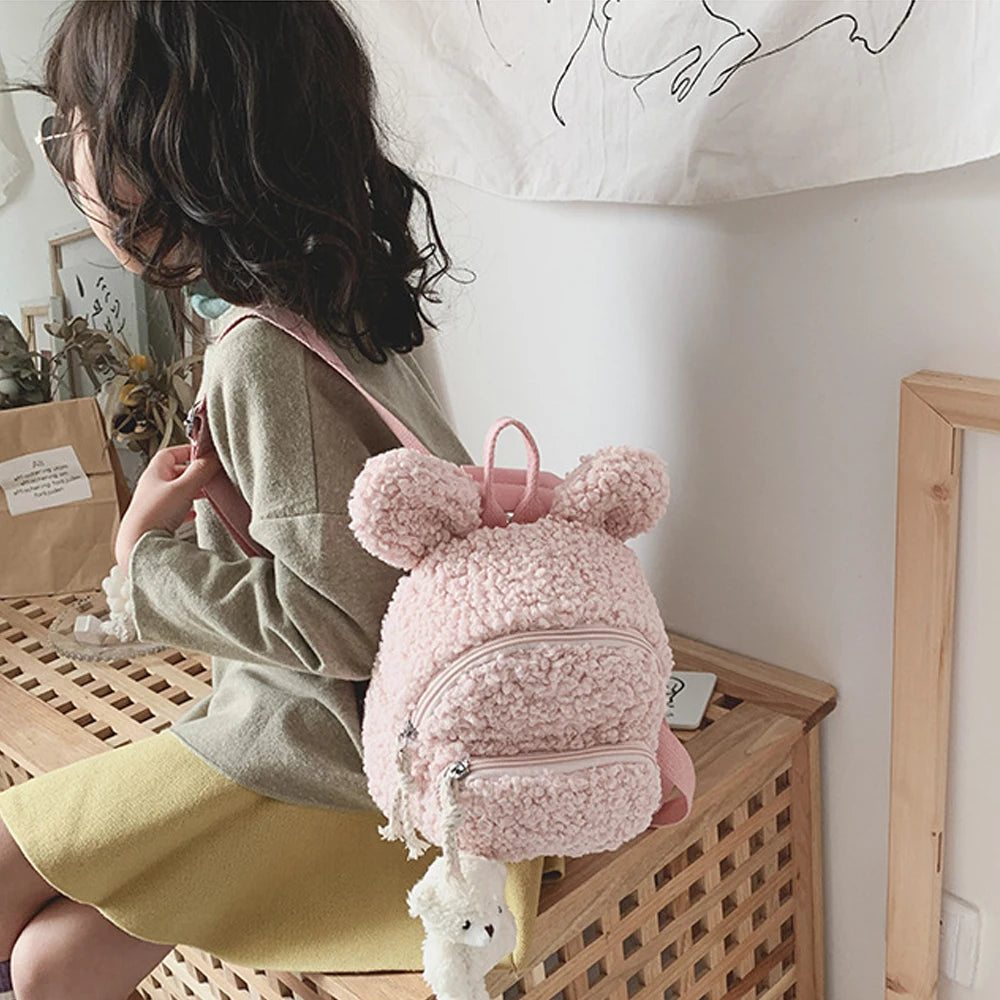 Child's Lamb Plush Backpack Kindergarten School Bag
