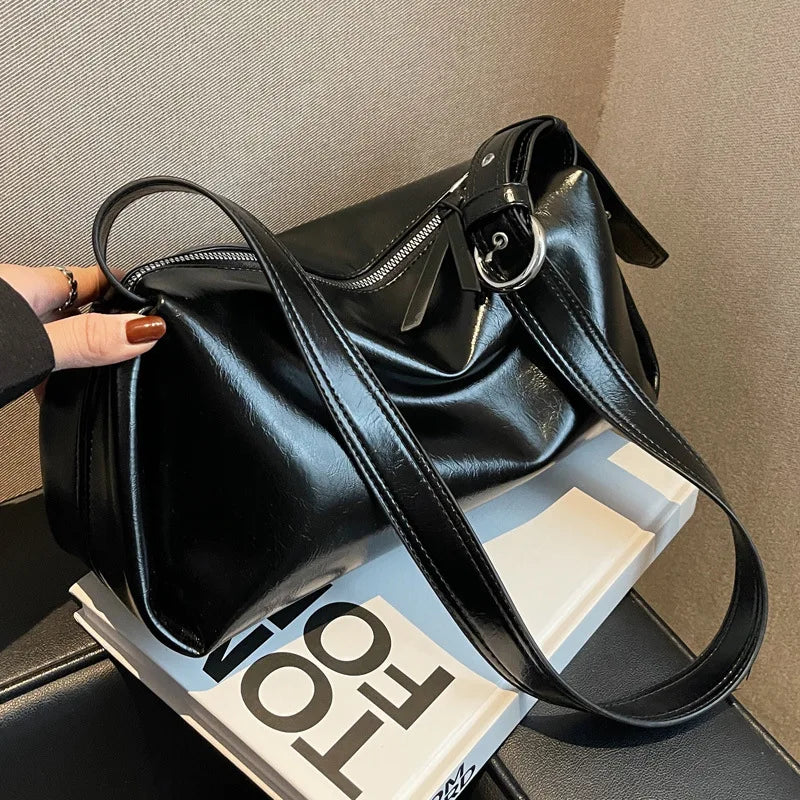 Autumn Winter Large Capacity Shoulder Bag PU Leather Tote