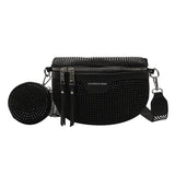 Women's Rhinestone Shoulder Messenger Bag All-match Saddle Tide