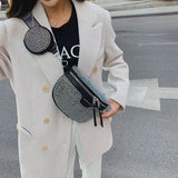 Women's Rhinestone Shoulder Messenger Bag All-match Saddle Tide Rhinestone Bag
