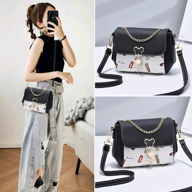 Cartoon PU Leather Female Small Handbag Lady's Shoulder Bags