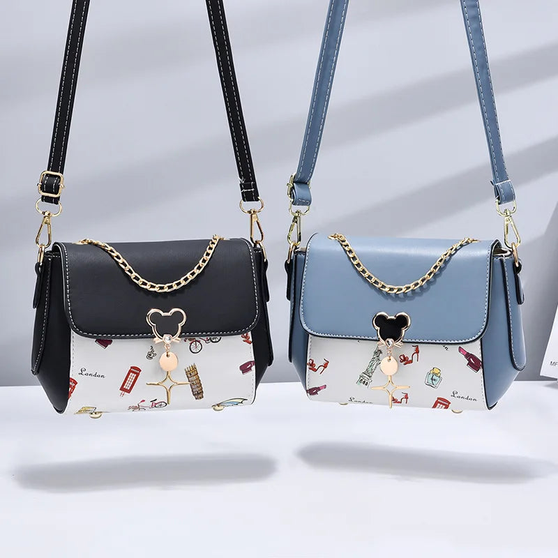 Cartoon PU Leather Female Small Handbag Lady's Shoulder Bags