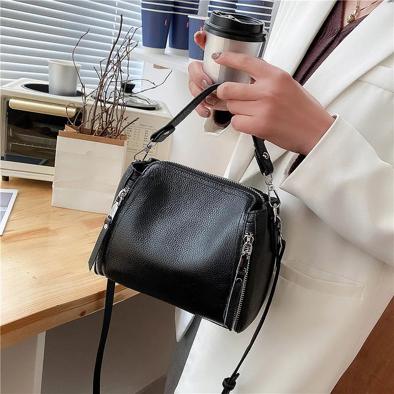 Casual Leather Bucket Bag Solid Summer Ladies Shoulder Handbag