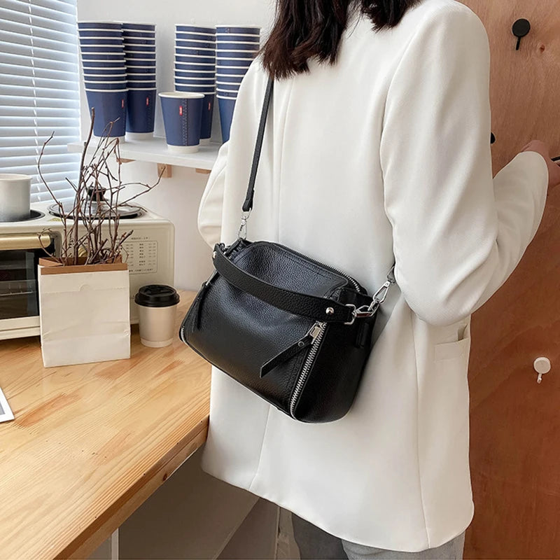 Casual Leather Bucket Bag Solid Summer Ladies Shoulder Handbag