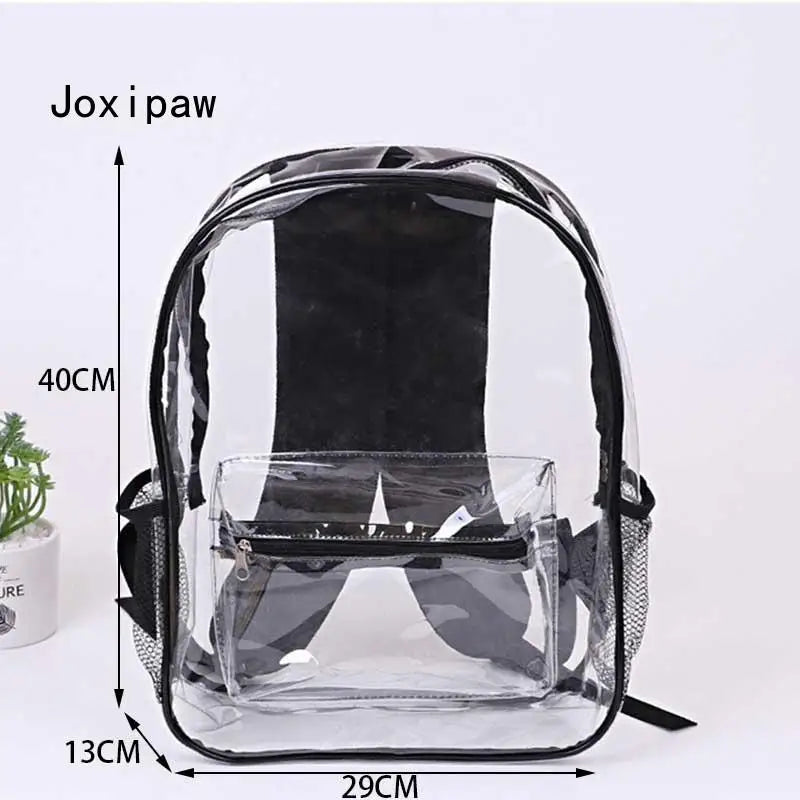 Vintage Clear PVC Backpack for Women School Bag