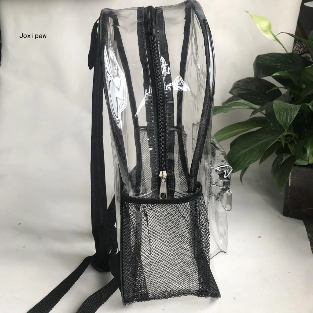 Vintage Clear PVC Backpack for Women School Bag