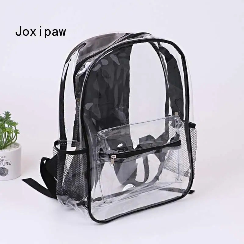 Vintage Clear PVC Backpack for Women School Bag