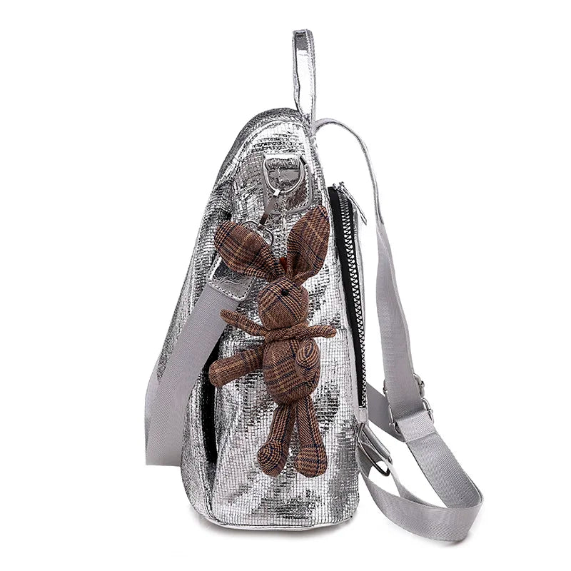 Casual Women Backpacks PU Leather Anti-Theft Backpack Girls School Shoulder Bag