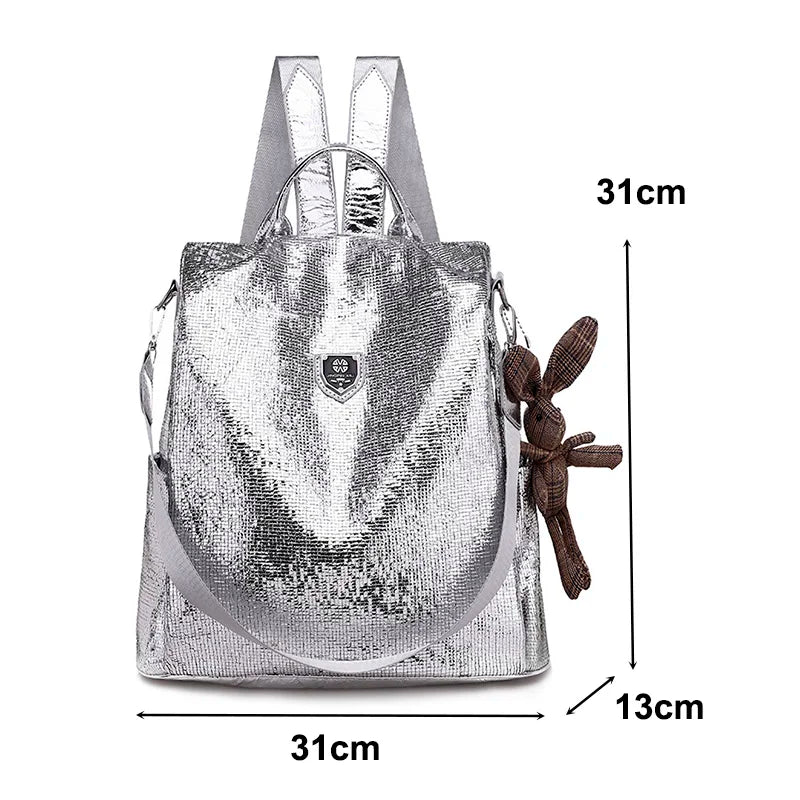 Casual Women Backpacks PU Leather Anti-Theft Backpack Girls School Shoulder Bag