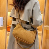 Corduroy Women's Shoulder Bag Crescent Bag Casual Solid Crossbody Bag