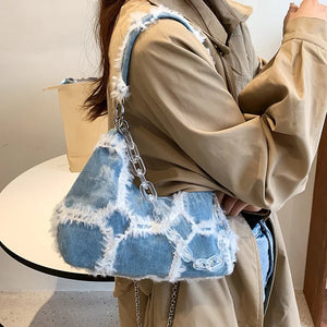 Denim Saddle Bag Ladies Shoulder Underarm Versatile Messenger Bag