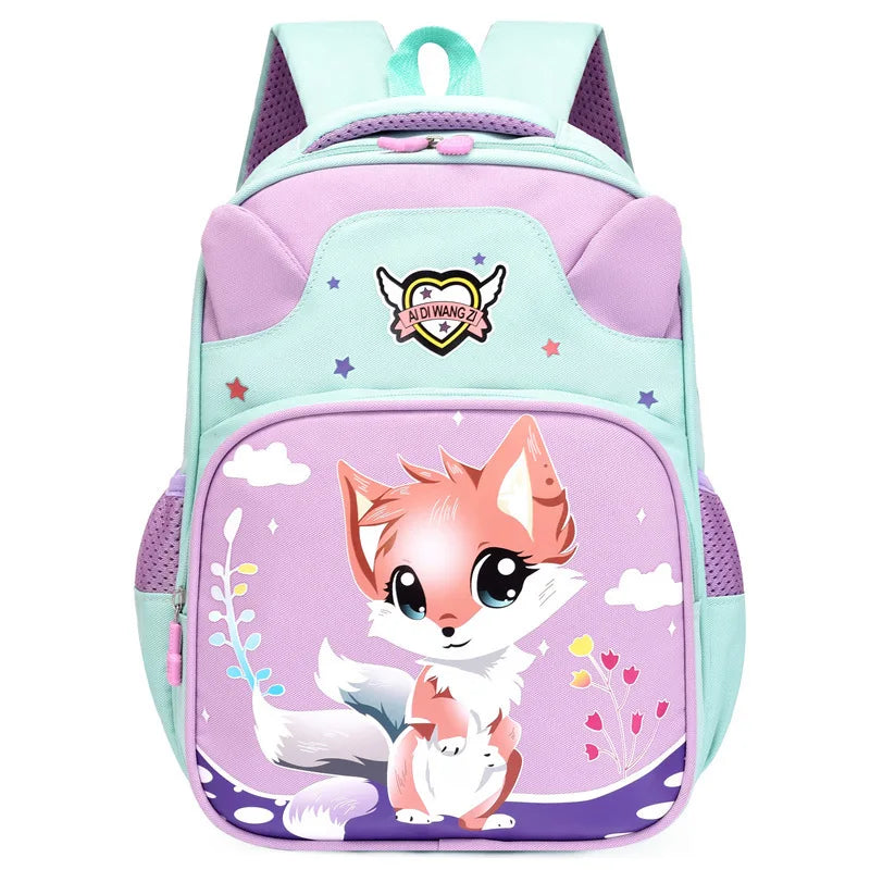 Kids Dinosaur Fox Print Schoolbag Waterproof 2 Shoulders Bag