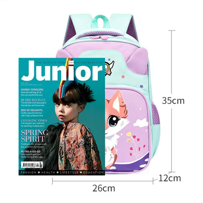 Kids Dinosaur Fox Print Schoolbag Waterproof 2 Shoulders Bag