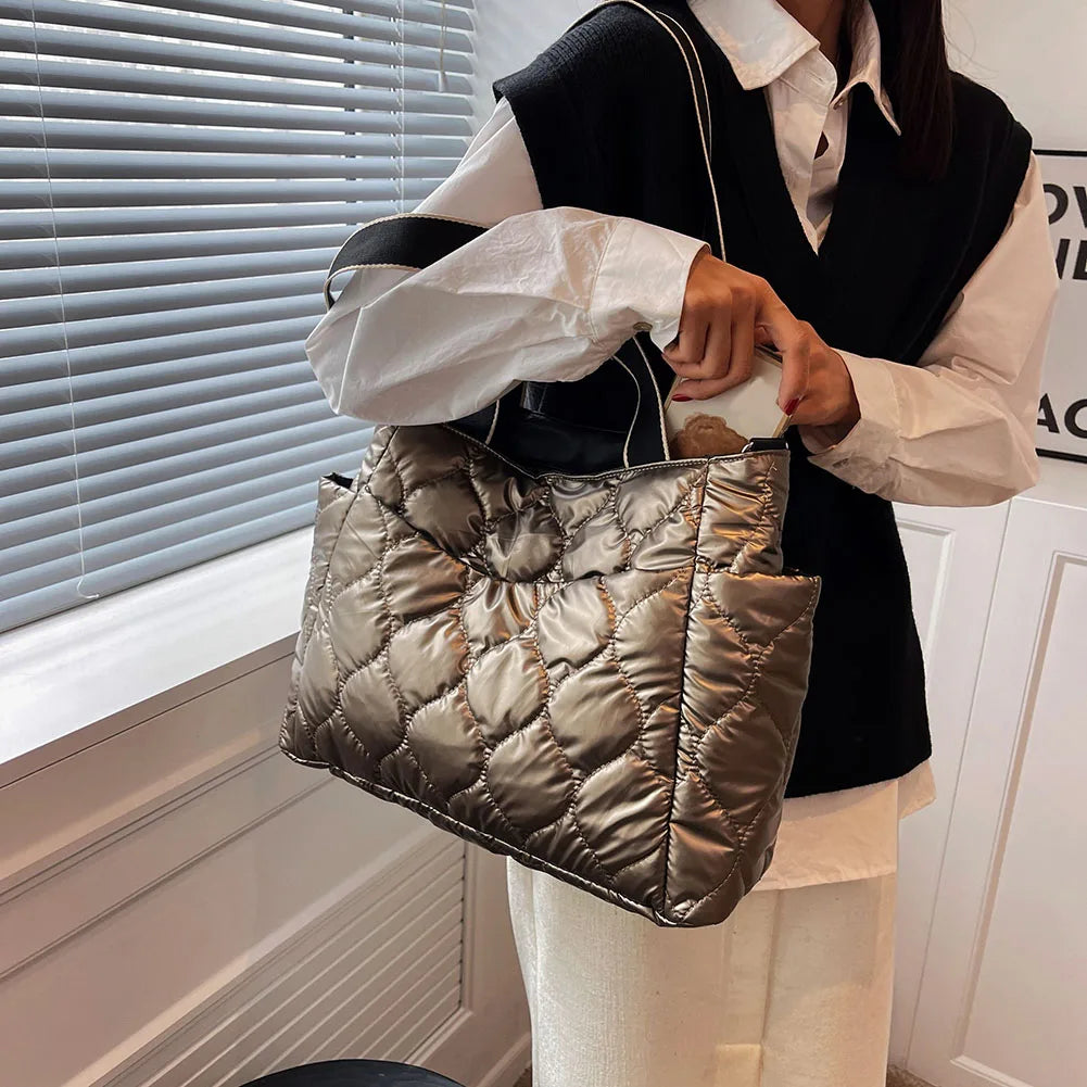 Cotton Padded Handbag Large Capacity Casual Ladies Quilted Crossbody Bag