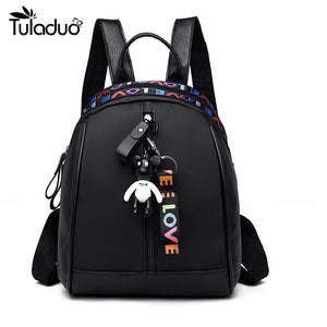 Small Backpack and Satchel Rucksack for Women, Nylon School Bag