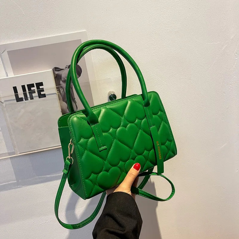 Green Heart Messenger Shoulder Bag Women Purses Tote Bags