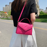 Crocodile Pattern Shoulder Bag Top Handle Crossbody Bag for Women