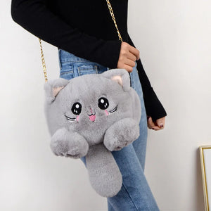 Cat Plush Shoulder Bag for Women