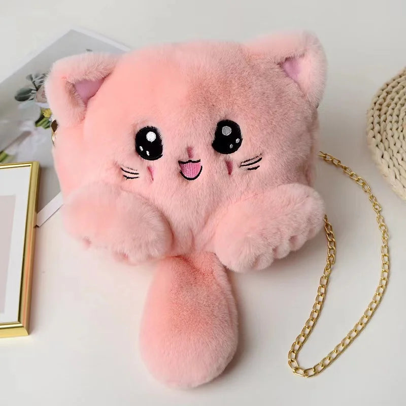 Cat Plush Shoulder Bag for Women