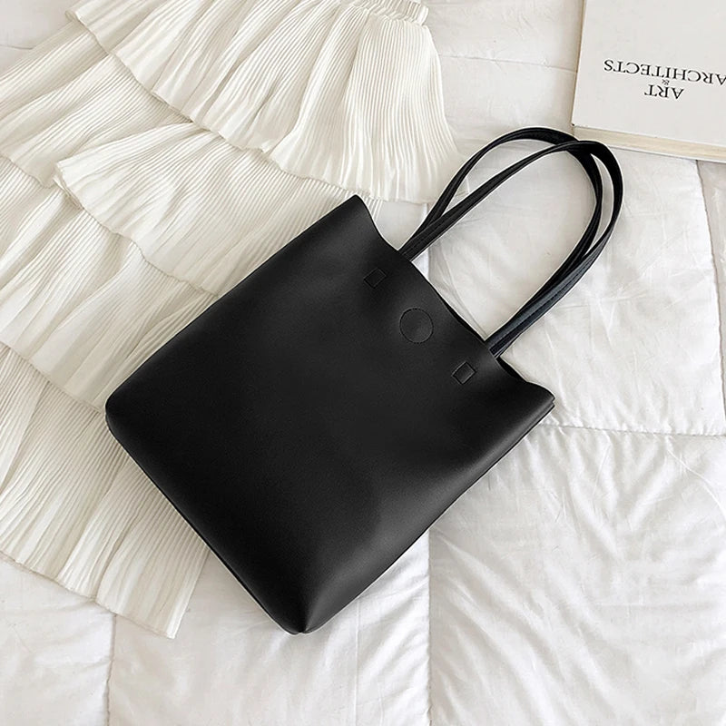 Women's High PU Leather Tote Bag Stylish Shoulder Handbag