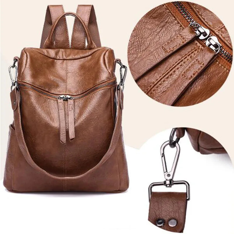 Stylish PU Leather Backpack for Teenage Girls