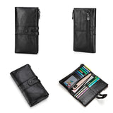 Women Oil Wax Wallets Female Leather Zipper Purse Long Phone Holder