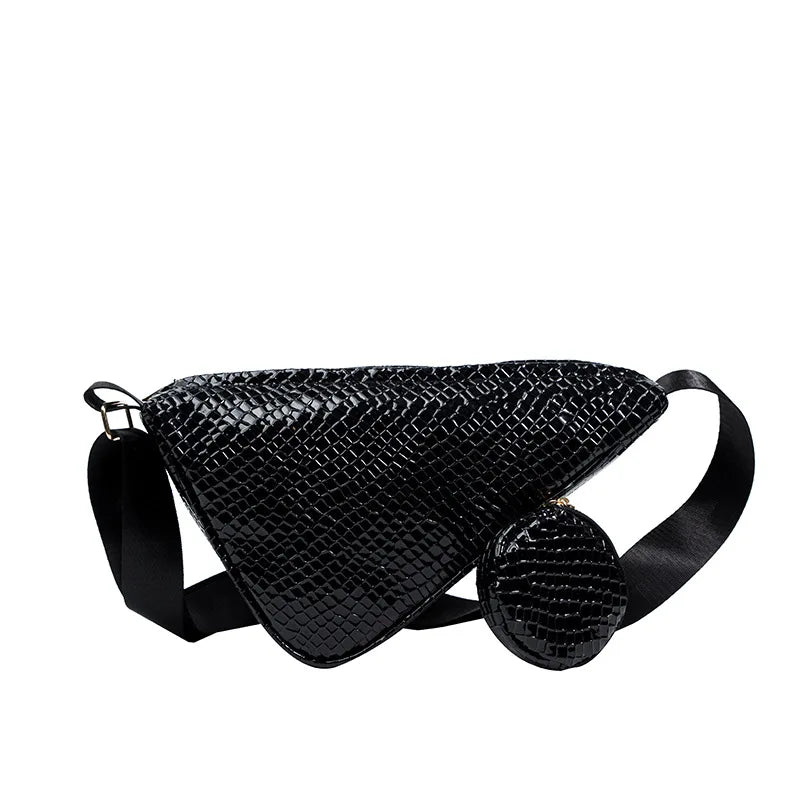 Leather Shoulder Bag Triangle Design Casual Messenger Purse