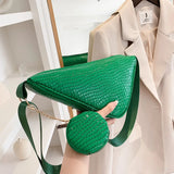 Leather Shoulder Bag Triangle Design Casual Messenger Purse