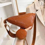 Leather Shoulder Bag Triangle Design Casual Messenger Purse