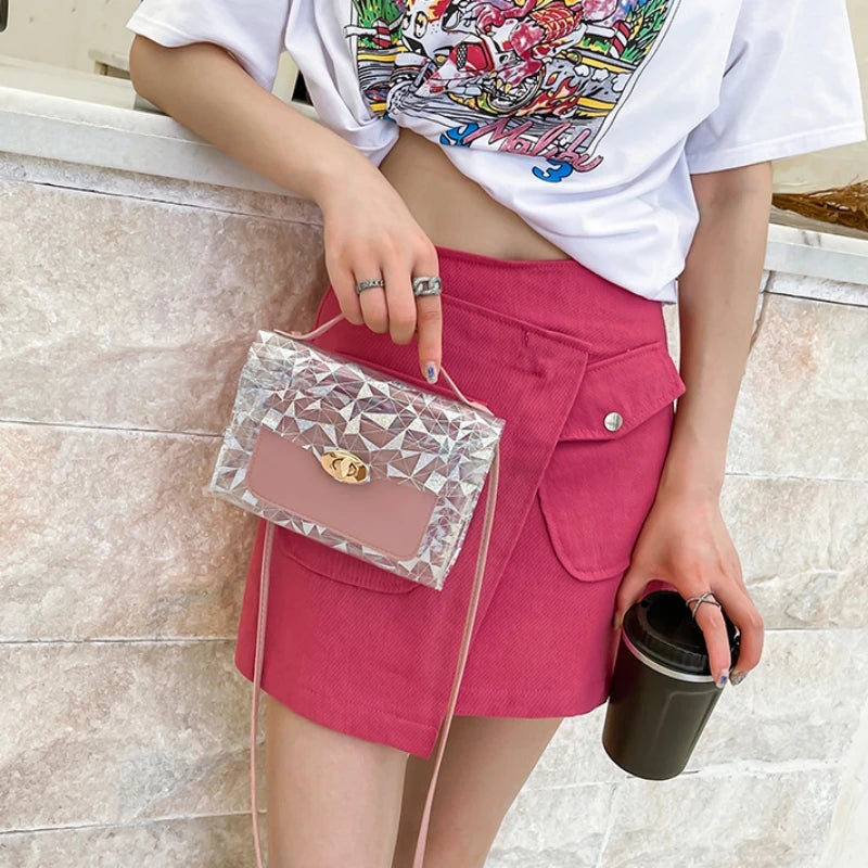 Women's Crossbody Bag, Versatile Transparent Printing Shoulder Bag