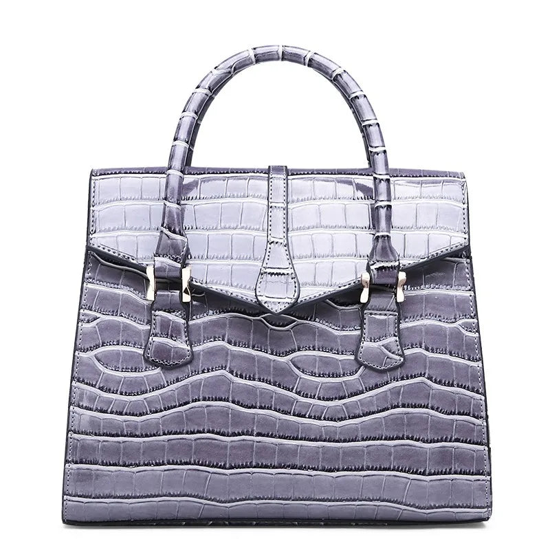 Female Crocodile Pattern PU Leather Handbag Shoulder Bag