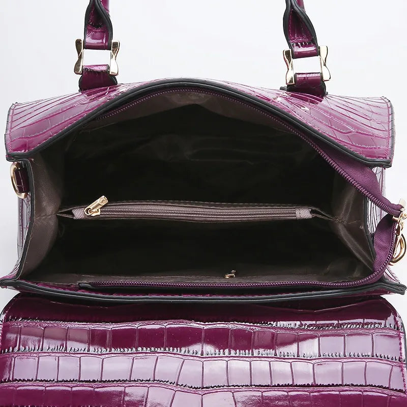 Female Crocodile Pattern PU Leather Handbag Shoulder Bag