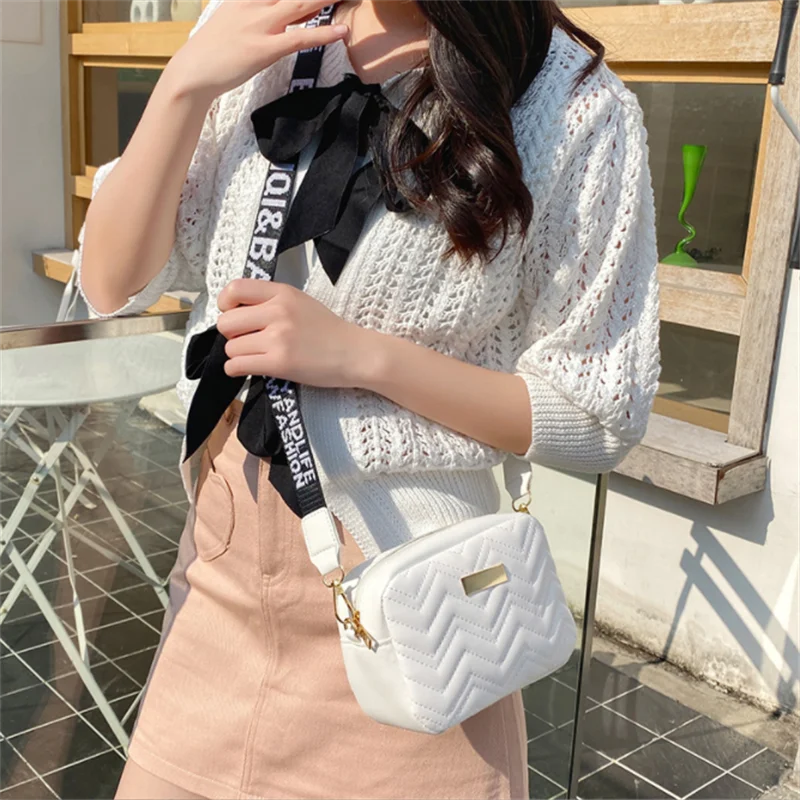 Khaki Embroidery Shoulder Bag Thread Small Square Mini Crossbody Bag