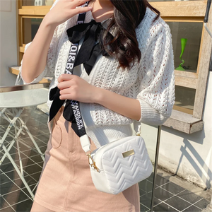 Khaki Embroidery Shoulder Bag Thread Small Square Mini Crossbody Bag