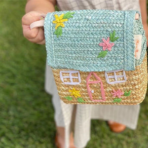 Kids Straw Handbag Small Woven Rattan Shoulder Bag Bamboo