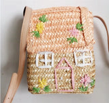 Kids Straw Handbag Small Woven Rattan Shoulder Bag Bamboo