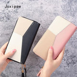Geometric Patchwork Wallet Soft PU Leather Purse Long Tassel Wallets