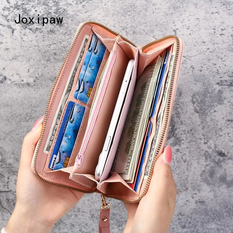Geometric Patchwork Wallet Soft PU Leather Purse Long Tassel Wallets