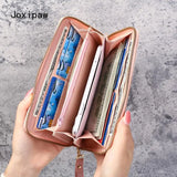 Geometric Patchwork Wallet Soft PU Leather Purse Long Tassel Wallets