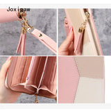 Geometric Patchwork Wallet Soft PU Leather Purse Long Tassel Wallets