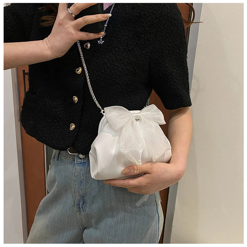 Bowknot Handheld Crossbody Small Bag Girl