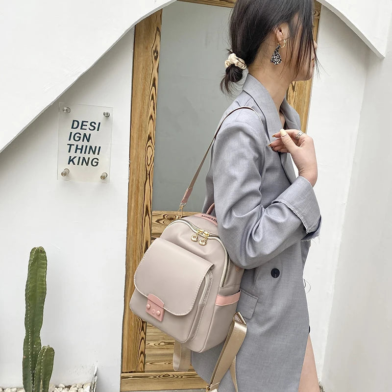 Oxford Cloth Travel Backpack Ladies School Bag