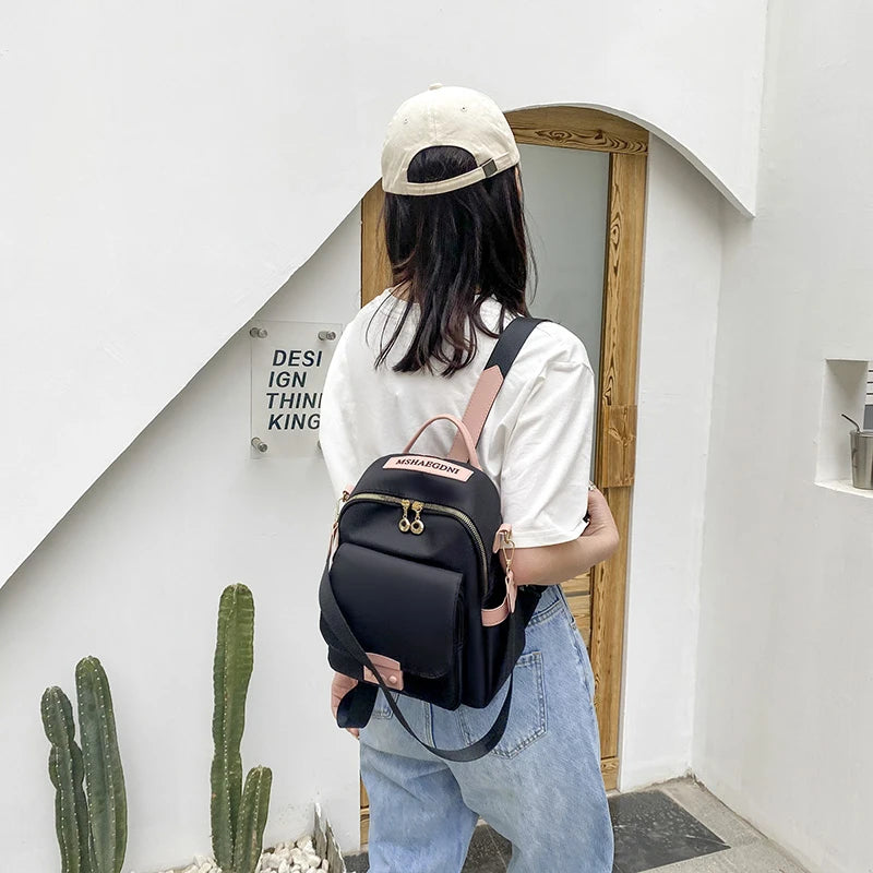 Oxford Cloth Travel Backpack Ladies School Bag