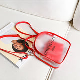 Ladies Letter Print Backpack Transparent Large Capacity Casual Mobile Phone Bag