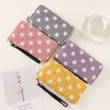 Plush Dot Pattern Clutch Wallet