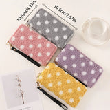 Plush Dot Pattern Clutch Wallet