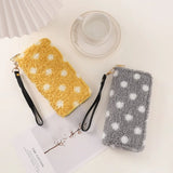 Plush Dot Pattern Clutch Wallet